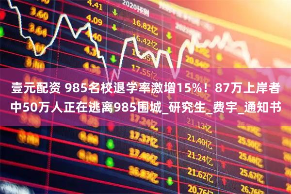 壹元配资 985名校退学率激增15%！87万上岸者中50万人正在逃离985围城_研究生_费宇_通知书