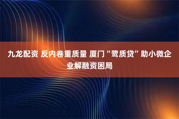 九龙配资 反内卷重质量 厦门“鹭质贷”助小微企业解融资困局
