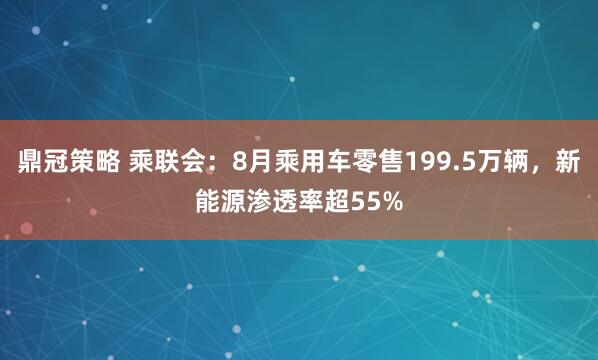 鼎冠策略 乘联会：8月乘用车零售199.5万辆，新能源渗透率超55%