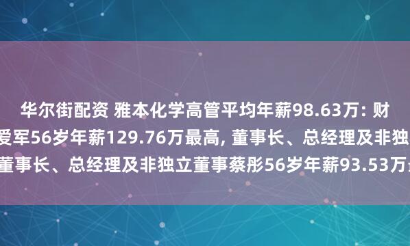 华尔街配资 雅本化学高管平均年薪98.63万: 财务总监及非独立董事王爱军56岁年薪129.76万最高, 董事长、总经理及非独立董事蔡彤56岁年薪93.53万最低